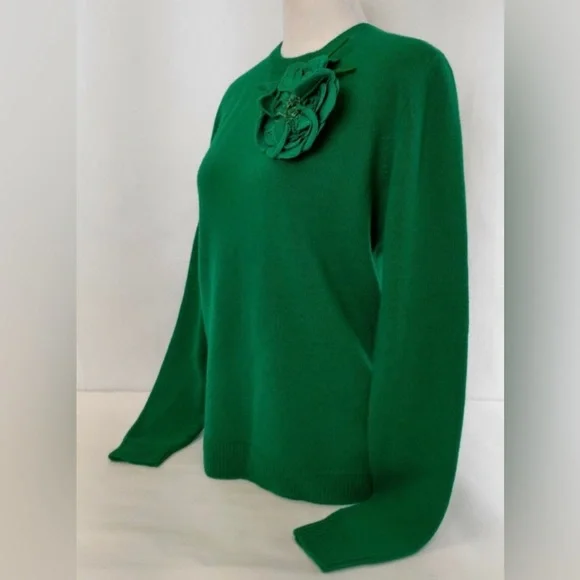 Gucci Green Wool Cashmere Jumper with detachable flower